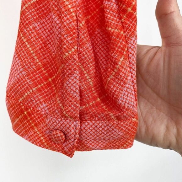 BP. Surplice V-Neck Crop Top Pink Red Plaid Faux Wrap Size XXS - Picture 7 of 10